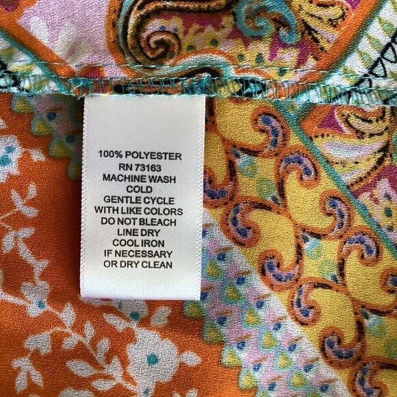 Spense Bell Sleeve Crinkle BOHO Peasant Top Colorful Mixed Pattern Sz M 75i - Picture 7 of 7